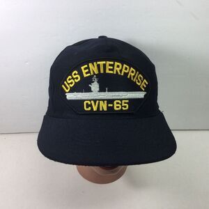 Vintage USS Enterprise Mens Hat Cap Snapback Blue Yellow CVN 65 Aircraft Carrier